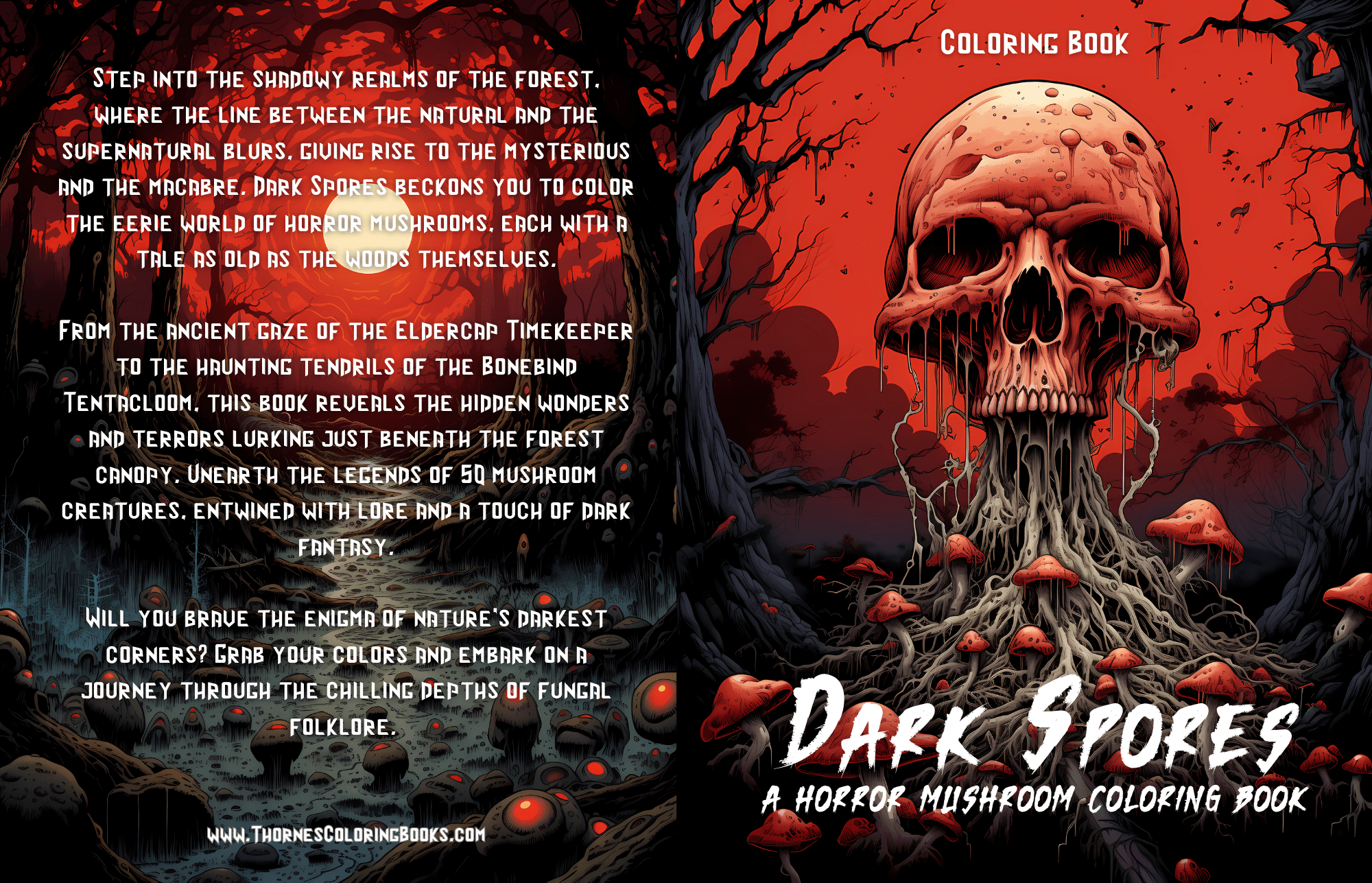 Dark Spores: A Horror Mushroom Coloring Book